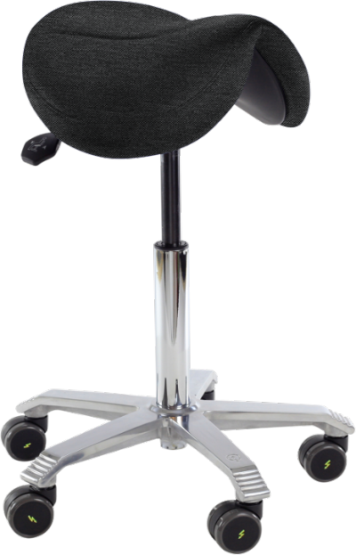 Jumper of Amazone ESD Swivel Saddle Chair with Adjustable Seat Angle Soft Castors Brake Loaded ESD Anthracite Dralon D07 ESD